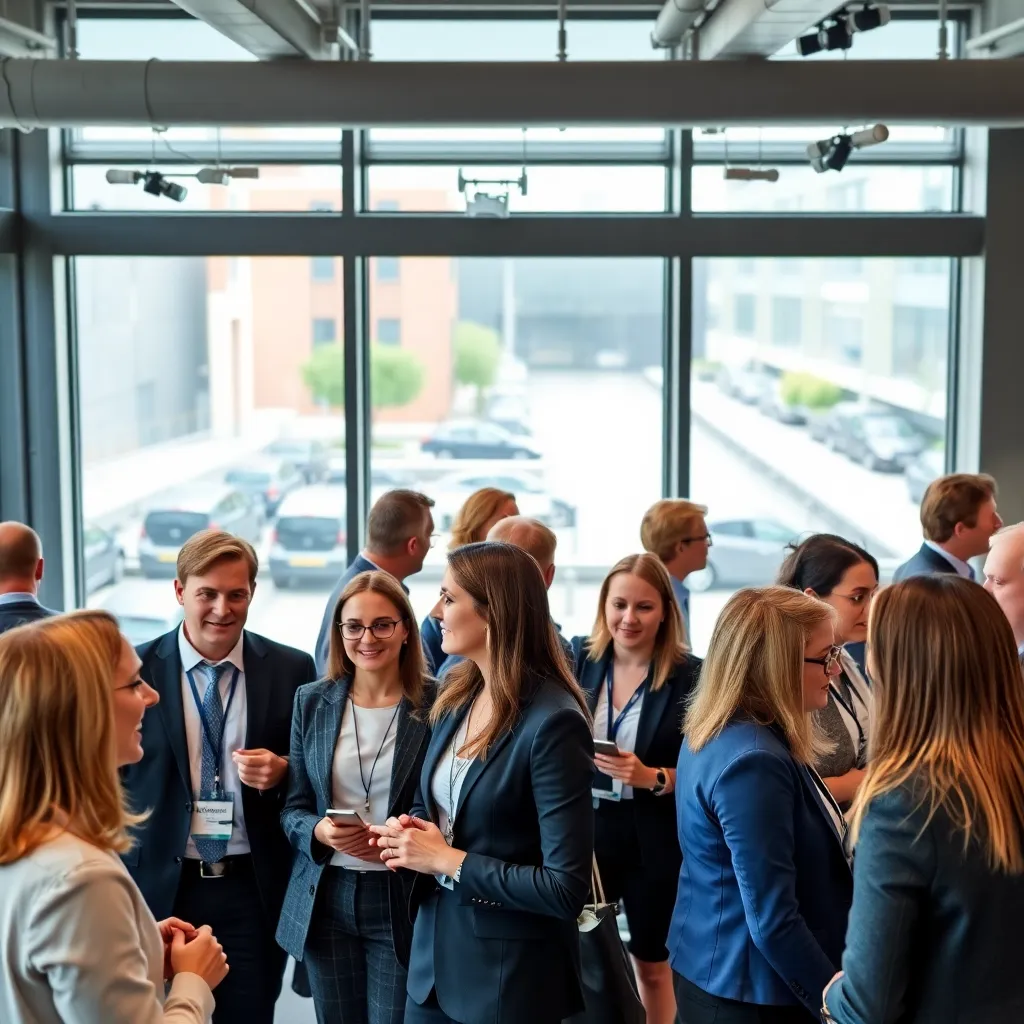 Professionals in gesprek tijdens een Nederlands netwerkevenement